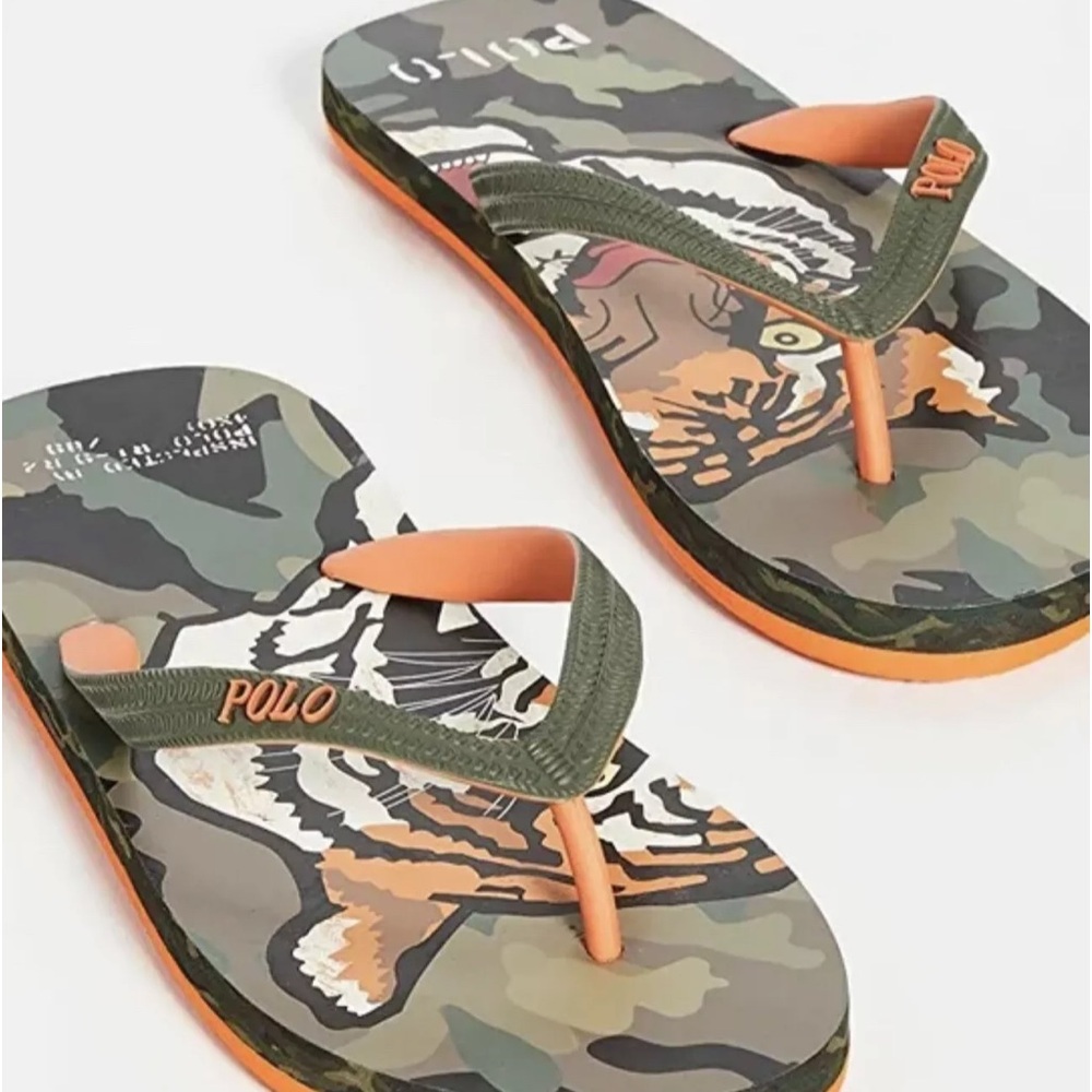 Polo Ralph Lauren Whitlebury II Tiger Camo Print Flip Flop Sandals